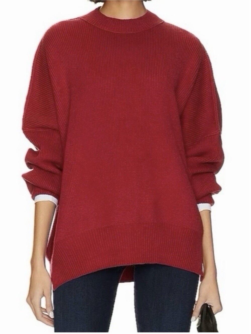 Free People Easy Street Tunic Sweater S Red Oversized Slouchy Cozy Boho